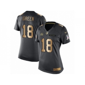 Women's Nike Cincinnati Bengals #18 A.J. Green Limited Black Gold Salute to Service NFL Jersey