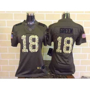 nike women nfl jerseys cincinnati bengals #18 green army green[nike Limited Salute To Service]