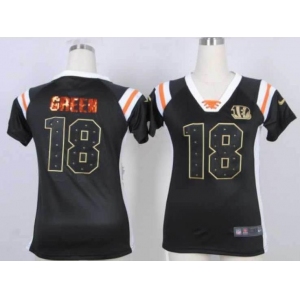 nike women nfl jerseys cincinnati bengals #18 green black[fashion Rhinestone sequins]