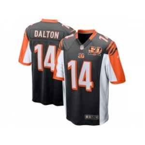 Youth Cincinnati Bengals #14 Andy Dalton Nike Black 50th Anniversary Patch Game Jersey