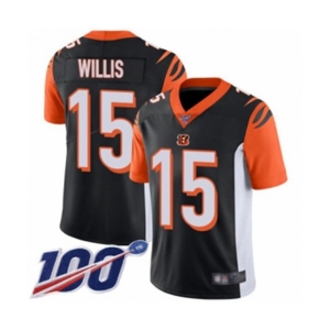 Youth Cincinnati Bengals #15 Damion Willis Black Team Color Vapor Untouchable Limited Player 100th Season Football Jersey