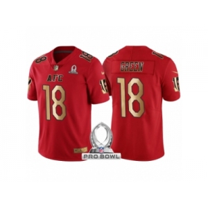 Youth Cincinnati Bengals #18 A.J. Green AFC 2017 Pro Bowl Red Gold Limited Jersey