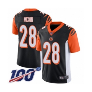 Youth Cincinnati Bengals #28 Joe Mixon Black Team Color Vapor Untouchable Limited Player 100th Season Football Jersey