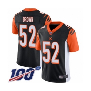 Youth Cincinnati Bengals #52 Preston Brown Black Team Color Vapor Untouchable Limited Player 100th Season Football Jersey