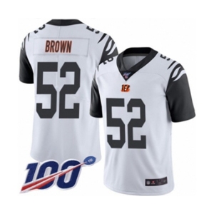 Youth Cincinnati Bengals #52 Preston Brown Limited White Rush Vapor Untouchable 100th Season Football Jersey