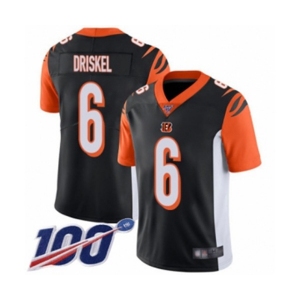 Youth Cincinnati Bengals #6 Jeff Driskel Black Team Color Vapor Untouchable Limited Player 100th Season Football Jersey