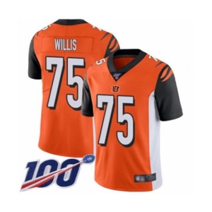 Youth Cincinnati Bengals #75 Jordan Willis Orange Alternate Vapor Untouchable Limited Player 100th Season Football Jersey