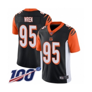 Youth Cincinnati Bengals #95 Renell Wren Black Team Color Vapor Untouchable Limited Player 100th Season Football Jersey