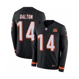 Youth Nike Cincinnati Bengals #14 Andy Dalton Limited Black Therma Long Sleeve NFL Jersey