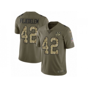 Youth Nike Cincinnati Bengals #42 Clayton Fejedelem Limited Olive Camo 2017 Salute to Service NFL Jersey