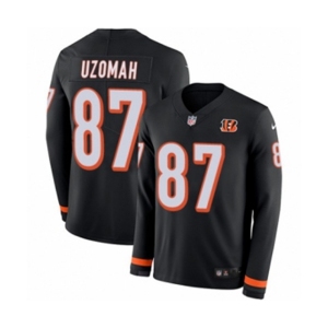 Youth Nike Cincinnati Bengals #87 C.J. Uzomah Limited Black Therma Long Sleeve NFL Jersey
