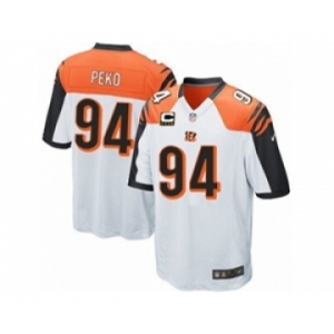 Youth Nike Cincinnati Bengals #94 Domata Peko White C Patch NFL Jersey