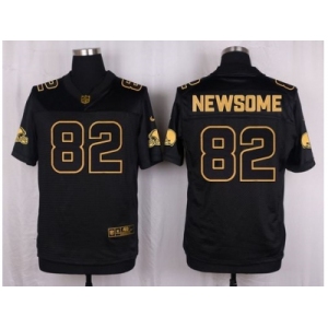 Nike Cleveland Browns #82 Ozzie Newsome Black Pro Line Gold Collection Jersey[Elite]