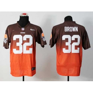 nike nfl jerseys cleveland browns #32 brown brown-orange[Elite drift fashion][second version]