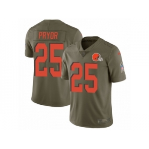 Men Nike Cleveland Browns #25 Calvin Pryor Limited Olive 2017 Salute to Service NFL Jersey