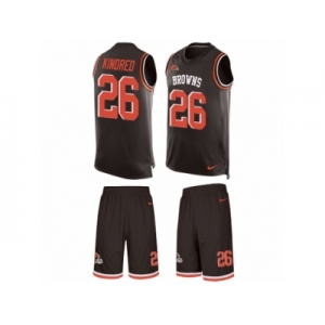 Men Nike Cleveland Browns #26 Derrick Kindred Limited Brown Tank Top Suit NFL Jersey