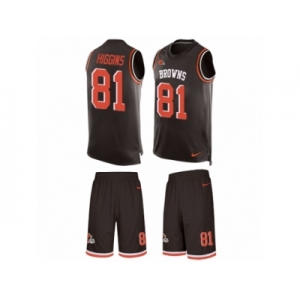Men Nike Cleveland Browns #81 Rashard Higgins Limited Brown Tank Top Suit NFL Jersey