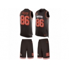 Men Nike Cleveland Browns #86 Randall Telfer Limited Brown Tank Top Suit NFL Jersey