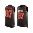 Men Nike Cleveland Browns #87 Seth DeValve Limited Brown Player Name & Number Tank Top NFL Jersey