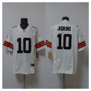 Men's Cleveland Browns #10 Quinshon Judkins White 2025 Draft F.U.S.E. Vapor Limited Football Stitched Jersey