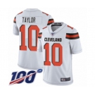 Men's Cleveland Browns #10 Taywan Taylor White Vapor Untouchable Limited Player 100th Season Football Jersey