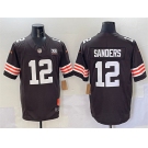 Men's Cleveland Browns #12 Shedeur Sanders Brown 2025 Draft F.U.S.E. With Jim Brown Memorial & Home Patch Vapor Limited Football Stitched Jersey