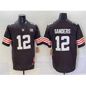 Men's Cleveland Browns #12 Shedeur Sanders Brown 2025 Draft F.U.S.E. With Jim Brown Memorial & Home Patch Vapor Limited Football Stitched Jersey