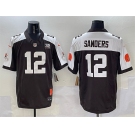 Men's Cleveland Browns #12 Shedeur Sanders Brown White 2025 Draft F.U.S.E. With Jim Brown Memorial & Home Patch Vapor Limited Football Stitched Jersey