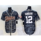 Men's Cleveland Browns #12 Shedeur Sanders Gray Camo With Patch Cool Base Stitched Baseball Jersey