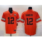 Men's Cleveland Browns #12 Shedeur Sanders Orange 2025 Draft F.U.S.E. With Jim Brown Memorial & Home Patch Vapor Limited Football Stitched Jersey