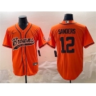 Men's Cleveland Browns #12 Shedeur Sanders Orange With Patch Cool Base Stitched Baseball Jersey