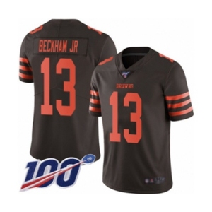 Men's Cleveland Browns #13 Odell Beckham Jr. Limited 100th Season Brown Rush Vapor Untouchable Football Jersey