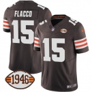 Men's Cleveland Browns #15 Joe Flacco Brown 2025 F.U.S.E. With 1946 75th Anniversary Patch Vapor Limited Football Stitched Jersey