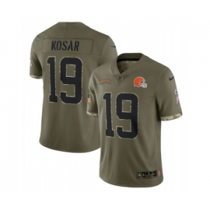 Men's Cleveland Browns #19 Bernie Kosar 2022 Olive Salute To Service Limited Stitched Jersey