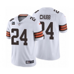 Men's Cleveland Browns 2022 #24 Nick Chubb White With 1-star C Patch Vapor Untouchable Limited NFL Stitched Jersey