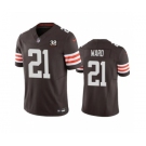 Men's Cleveland Browns #21 Denzel Ward Brown 2023 F.U.S.E. With Jim Brown Memorial Patch Vapor Untouchable Limited Football Stitched Jersey
