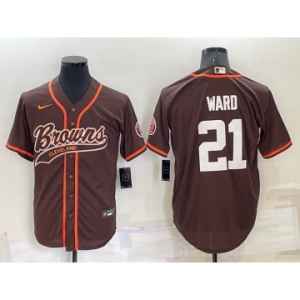 Men's Cleveland Browns #21 Denzel Ward Brown Stitched Cool Base Nike Baseball Jersey