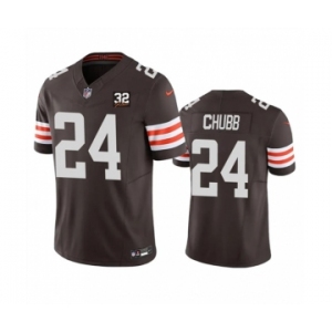 Men's Cleveland Browns #24 Nick Chubb Brown 2023 F.U.S.E. With Jim Brown Memorial Patch Vapor Untouchable Limited Football Stitched Jersey