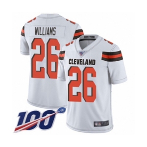 Men's Cleveland Browns #26 Greedy Williams White Vapor Untouchable Limited Player 100th Season Football Jersey