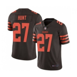 Men's Cleveland Browns #27 Kareem Hunt Brown Color Rush Limited Stitched Football Jersey