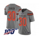 Men's Cleveland Browns #30 D'Ernest Johnson Limited Gray Inverted Legend 100th Season Football Jersey
