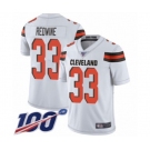 Men's Cleveland Browns #33 Sheldrick Redwine White Vapor Untouchable Limited Player 100th Season Football Jersey