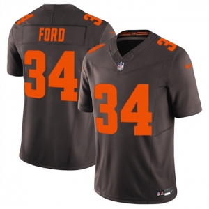 Men's Cleveland Browns #34 Jerome Ford Brown 2025 F.U.S.E. Alpha Dawg Limited Football Stitched Jersey
