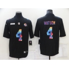 Men's Cleveland Browns #4 Deshaun Watson Black Crucial Catch Limited Stitched Jersey