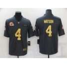 Men's Cleveland Browns #4 Deshaun Watson Grey Gold Salute To Service Limited Stitched Jersey