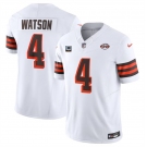 Men's Cleveland Browns #4 Deshaun Watson White 2024 F.U.S.E. With 2-Star C Patch 1946 Collection Vapor Untouchable Limited Stitched Jersey