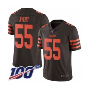Men's Cleveland Browns #55 Genard Avery Limited Brown Rush Vapor Untouchable 100th Season Football Jersey