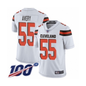 Men's Cleveland Browns #55 Genard Avery White Vapor Untouchable Limited Player 100th Season Football Jersey