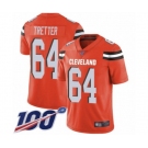 Men's Cleveland Browns #64 JC Tretter Orange Alternate Vapor Untouchable Limited Player 100th Season Football Jersey