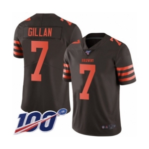 Men's Cleveland Browns #7 Jamie Gillan Limited Brown Rush Vapor Untouchable 100th Season Football Jersey